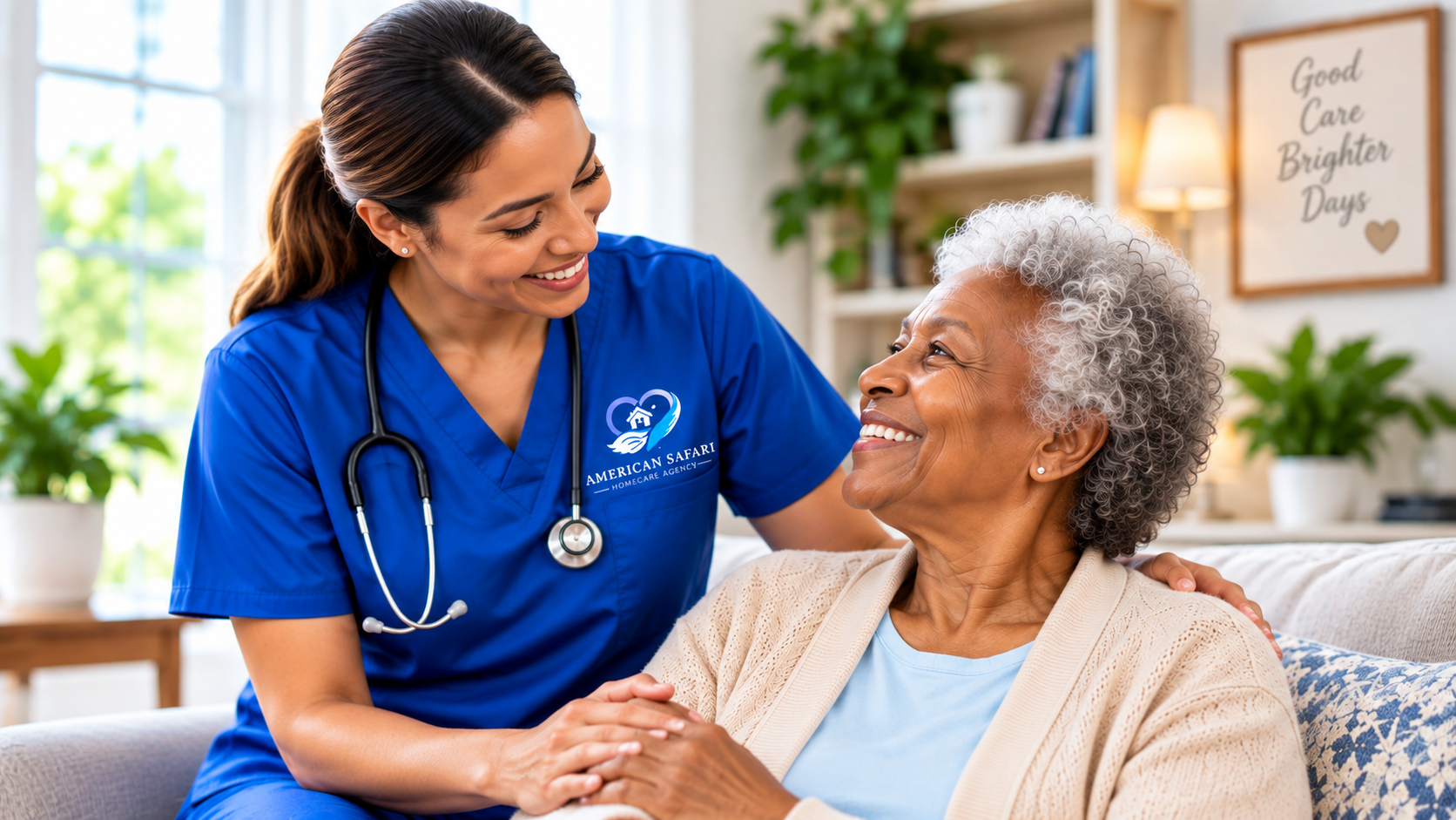 American Safari caregiver supporting a senior client